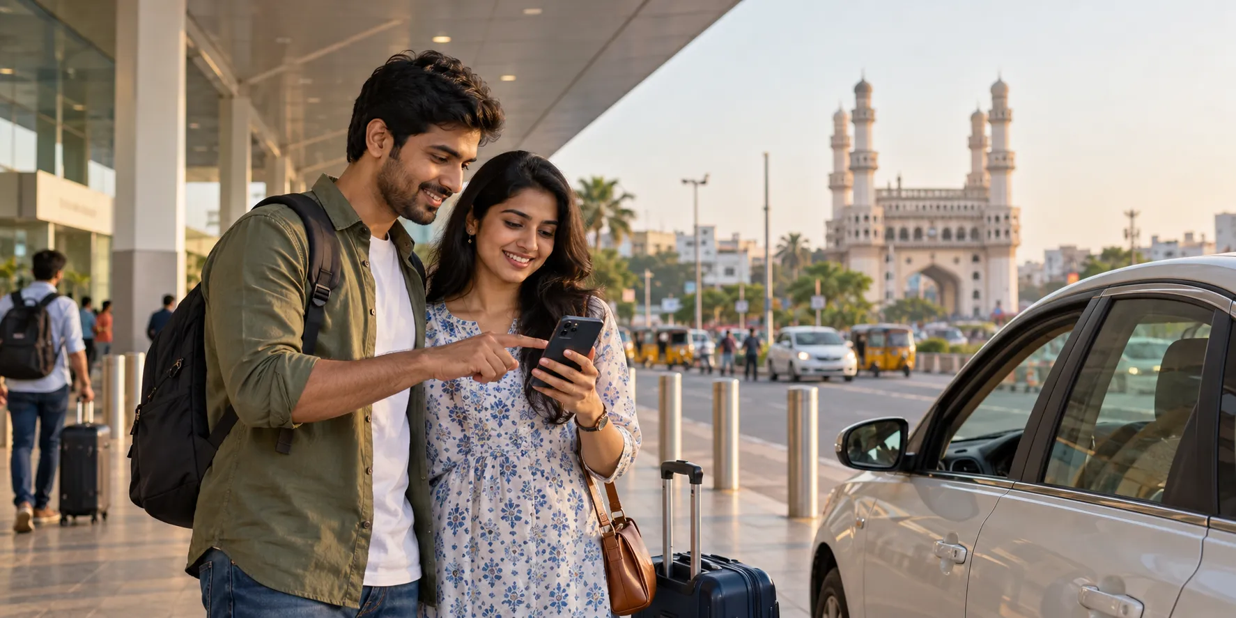 Indian customers in Telangana enjoying a comfortable shared car ride